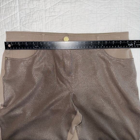 Chico's Foiled Snakeskin Ponte Slim Pants Taupe Size 2 (M/10–12) - Picture 9 of 11
